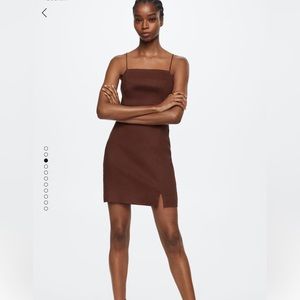 Mango Chocolate Brown Linen Dress